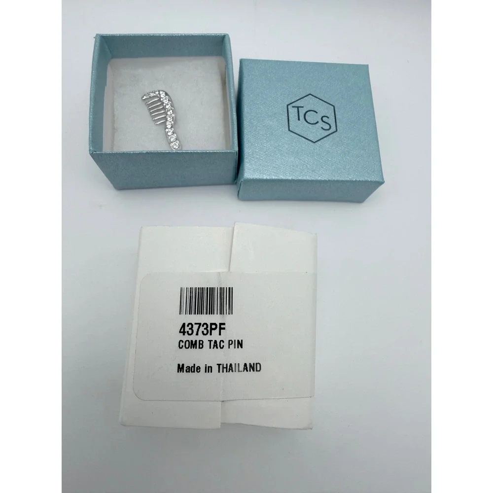 Touchstone Crystal‎ by Swarovski Silver Comb Tac Pin Hair Stylist Lapel Brooch - Picture 2 of 2